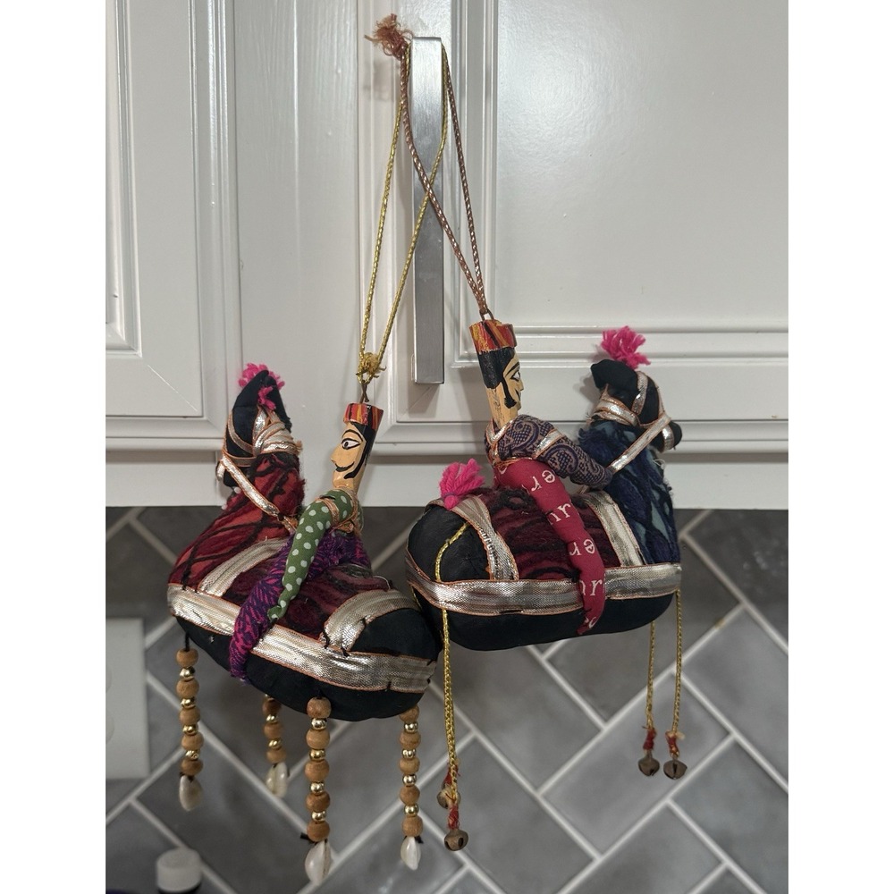 Vintage Rajasthani Kathputli Puppet Hanging Ornament – Folk Art from India Lot 2